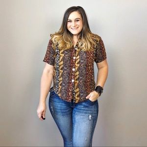 Vintage Petite Impressions Mixed Leopard Print Top